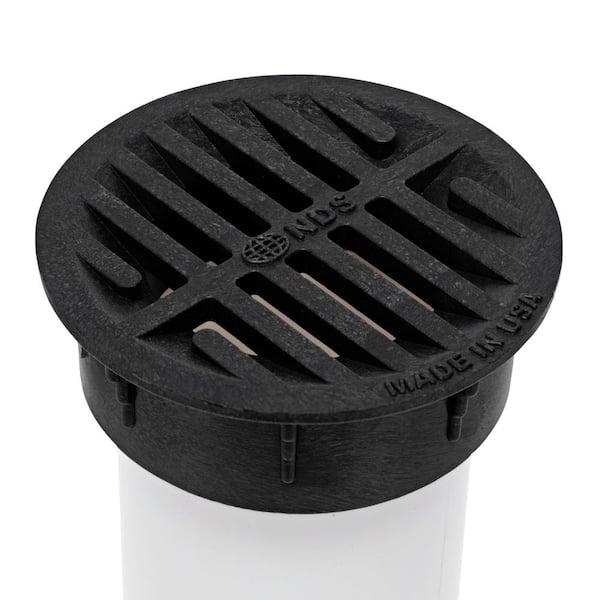 3 in. - 4 in. Plastic Round Drainage Grate in Black