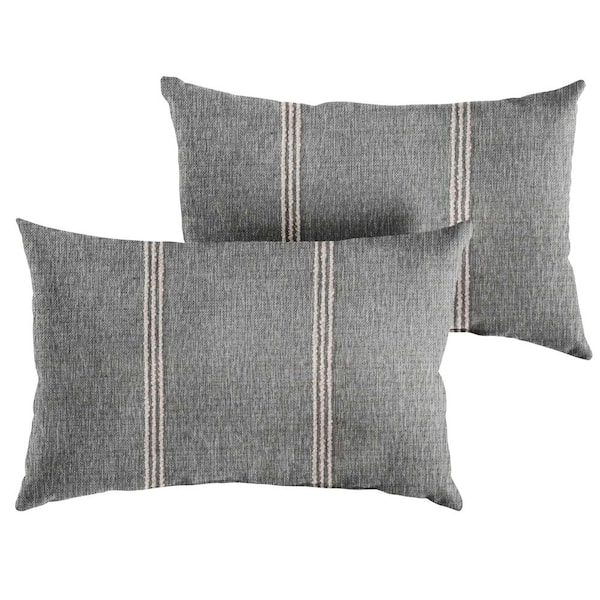 SORRA HOME Sunbrella Lengthen Stone Rectangle Outdoor Lumbar Pillow (2-Pack)