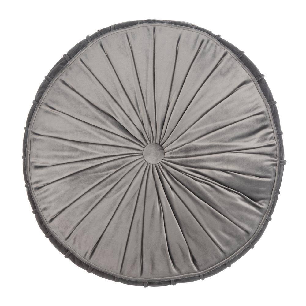 Light Grey Velvet Round Tufted Floor Pillow