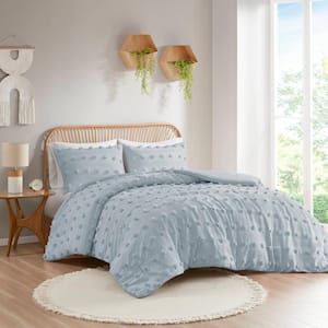 Vera 2-Piece Blue Twin/Twin XL Clip Jacquard Comforter Set