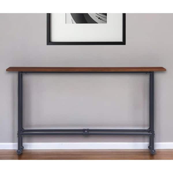 HomeRoots 58.25 in. Black Rectangle MDF Console Table