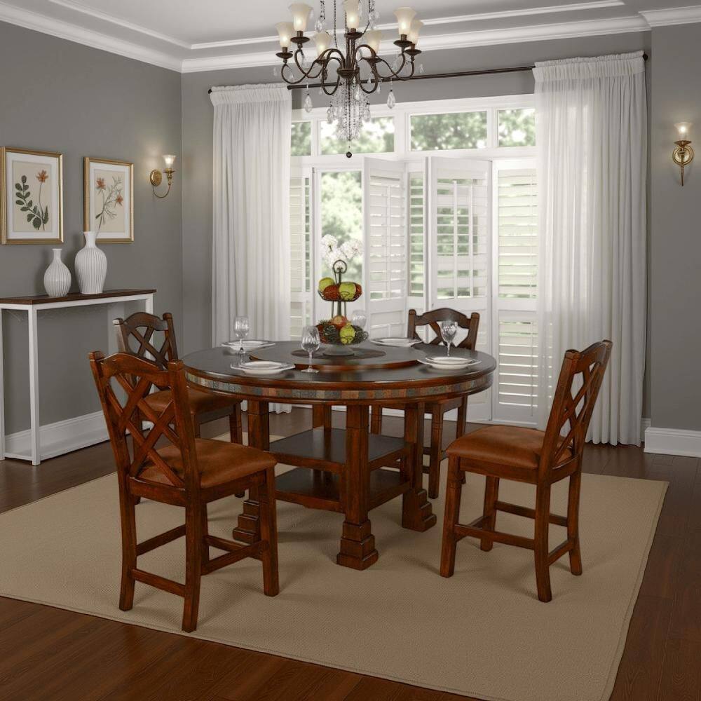 Benjara Odell Brown Wood 60 in. 4-Legs Dining Table Seating for 6 ...