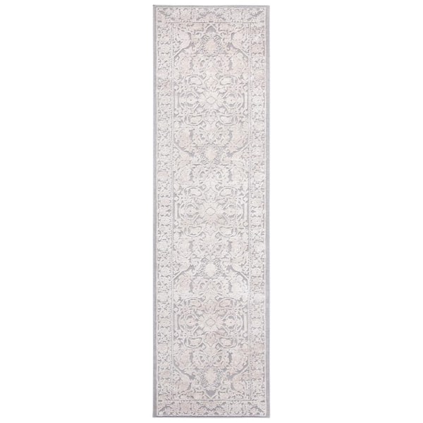 Reflection 2 ft. x 10 ft. Light Gray/Cream Oriental Runner Rug