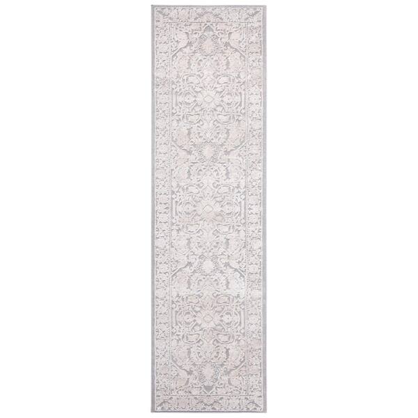 SAFAVIEH Reflection Light Gray/Cream 2 ft. x 8 ft. Border Floral Runner Rug