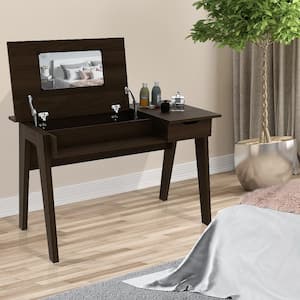 Linon Home Decor Vera Walnut Finished Wood Vanity with Padded Upholstered  Stool THD01831 - The Home Depot