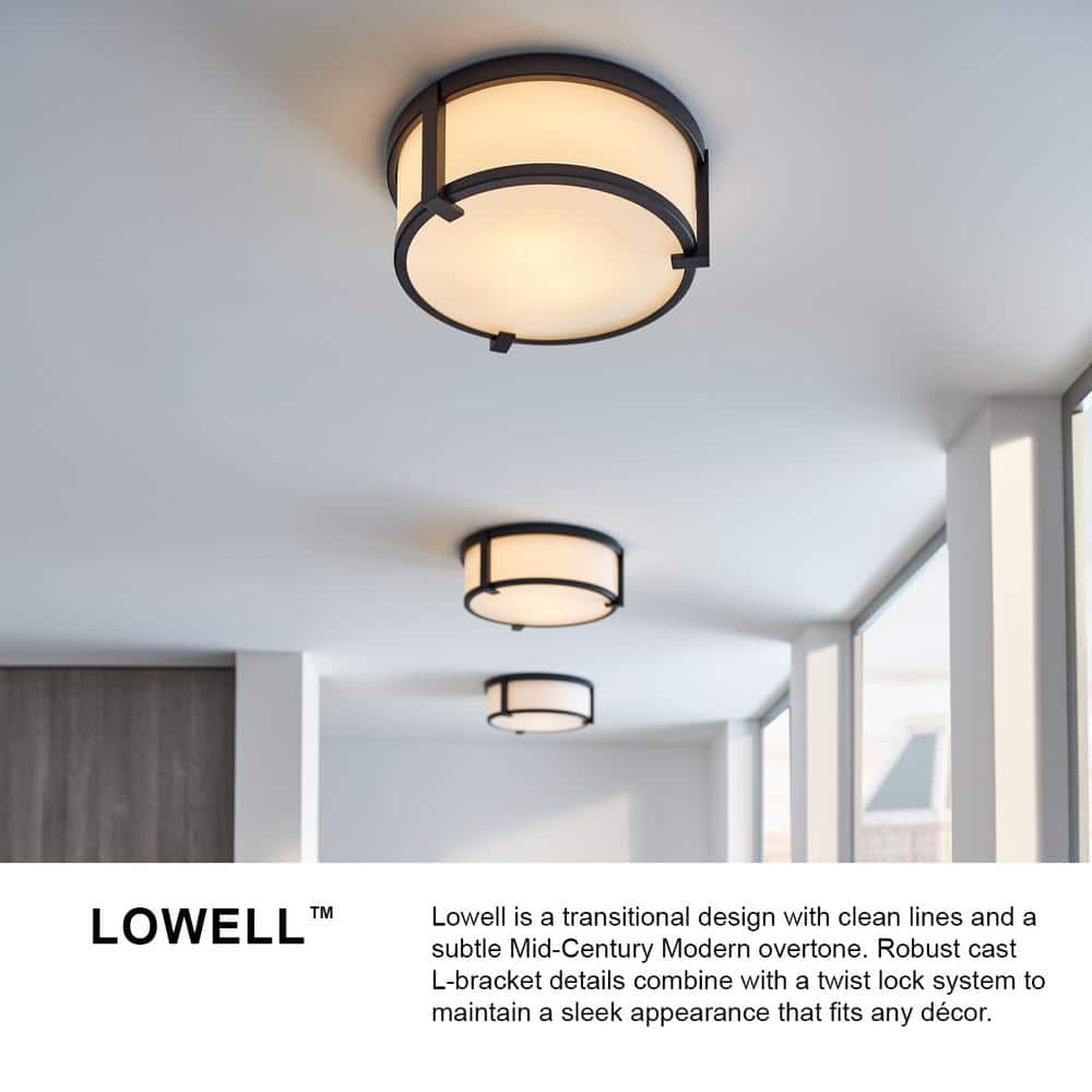 Black Nickel 3-Light LED Flush Mount with Clear Glass Shade