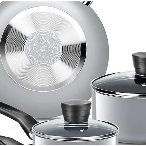 Rachael Ray 15-Piece Hard Enamel Aluminum Nonstick Cookware Set,  Graycookware pots and pans set