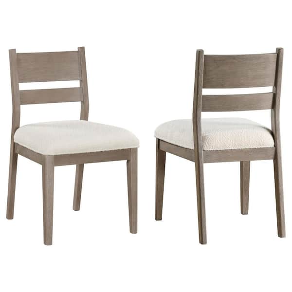 Elia Coastal Gray and Cream Fabric Slat back Dining Side Chair (Set of 2)