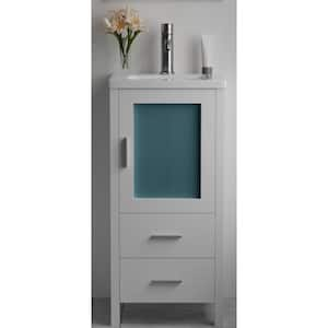 16 in. W x 16 in. D x 33.5 in. H Single Sink Freestanding Bath Vanity in White with White Ceramic Top