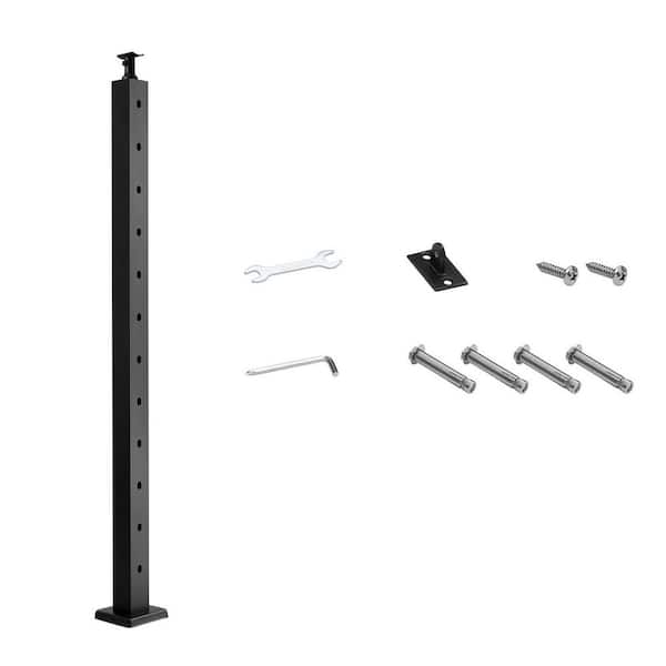 42 x 1 x 2 in. Cable Railing Post, Stair Post, Stainless Steel Rail Post, 1-Pack, Black, Cable for Cable Railing System