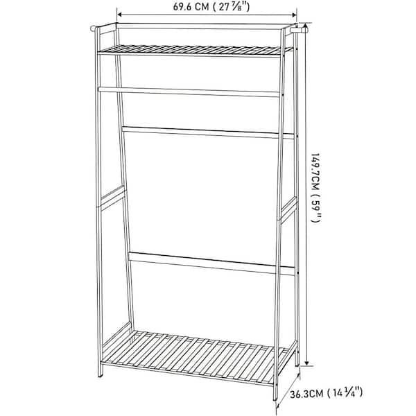 URTR Black Clothing Garment Rack with Shelves, Metal Cloth Hanger