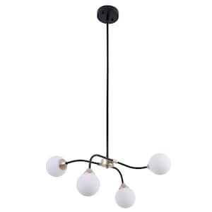 23.6 in. Modern Simple 4-Light Black Creative Design Island Chandelier with Glass Shades
