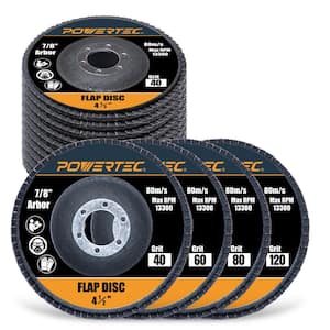 4-1/2 in. x 7/8 in. Zirconia Flap Discs 40/60/80/120 Assorted Grits with Type 29 design for Angle Grinder (10-Pack)