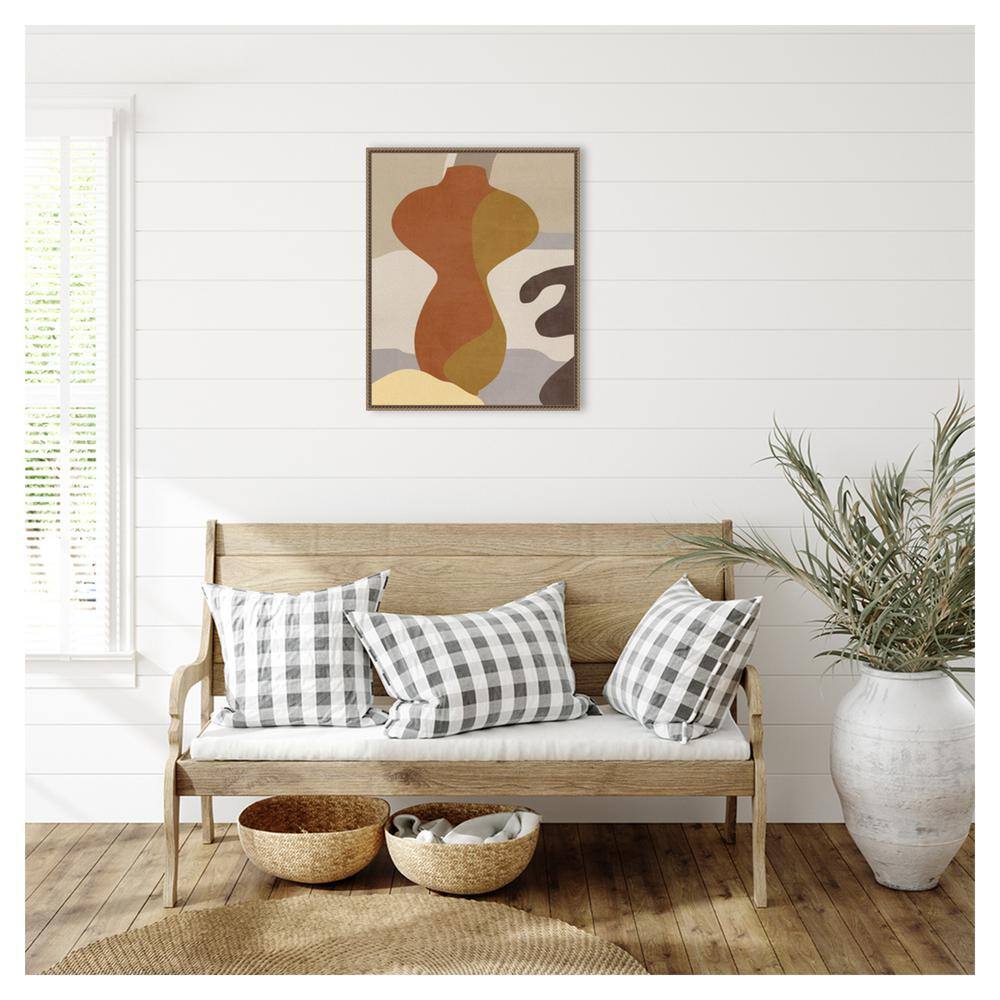 Abstract Geometric Neutral Tones Framed Canvas Wall Art 23"x28"