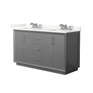 Strada 60 in. W x 22 in. D x 35 in. H Double Bath Vanity in Dark Gray with Giotto Quartz Top