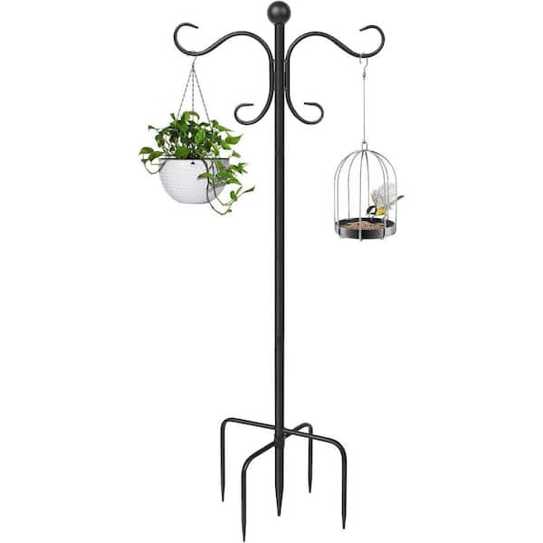 76 in. Adjustable steel Double Shepherds Hooks for Outdoor Heavy Duty 2 Sided Garden Bird Feeder Pole