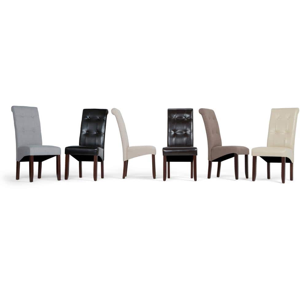 Midnight Black Faux Leather Upholstered Parsons Dining Side Chair