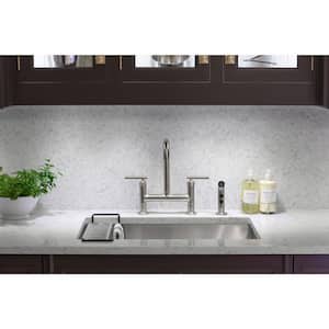 Purist 2-Handle Bridge Kitchen Faucet with Side Sprayer in Vibrant Stainless
