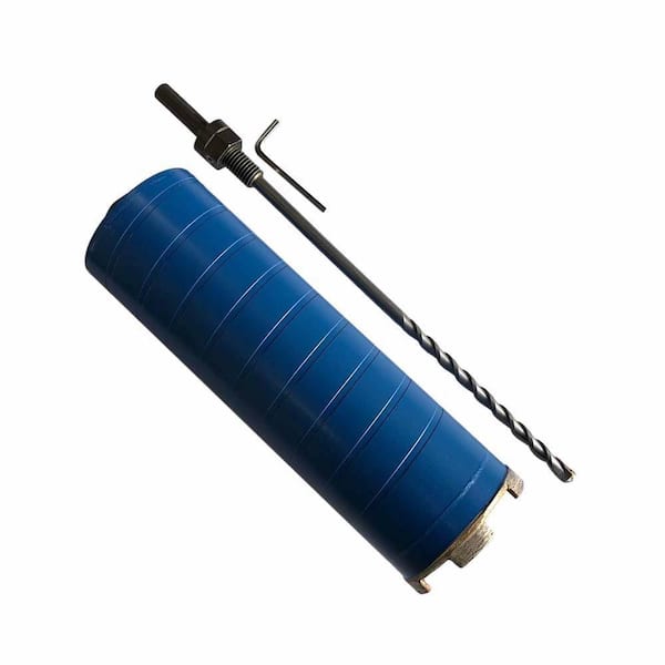 3 in. Dry Diamond Core Drill Bit for Brick and Block, 9.5 in. Drilling Depth, 1/2 in. Chuck Pilot Bit Adapter