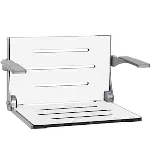Silhouette Comfort Folding Wall Mount Shower Bench Seat with Arms in White