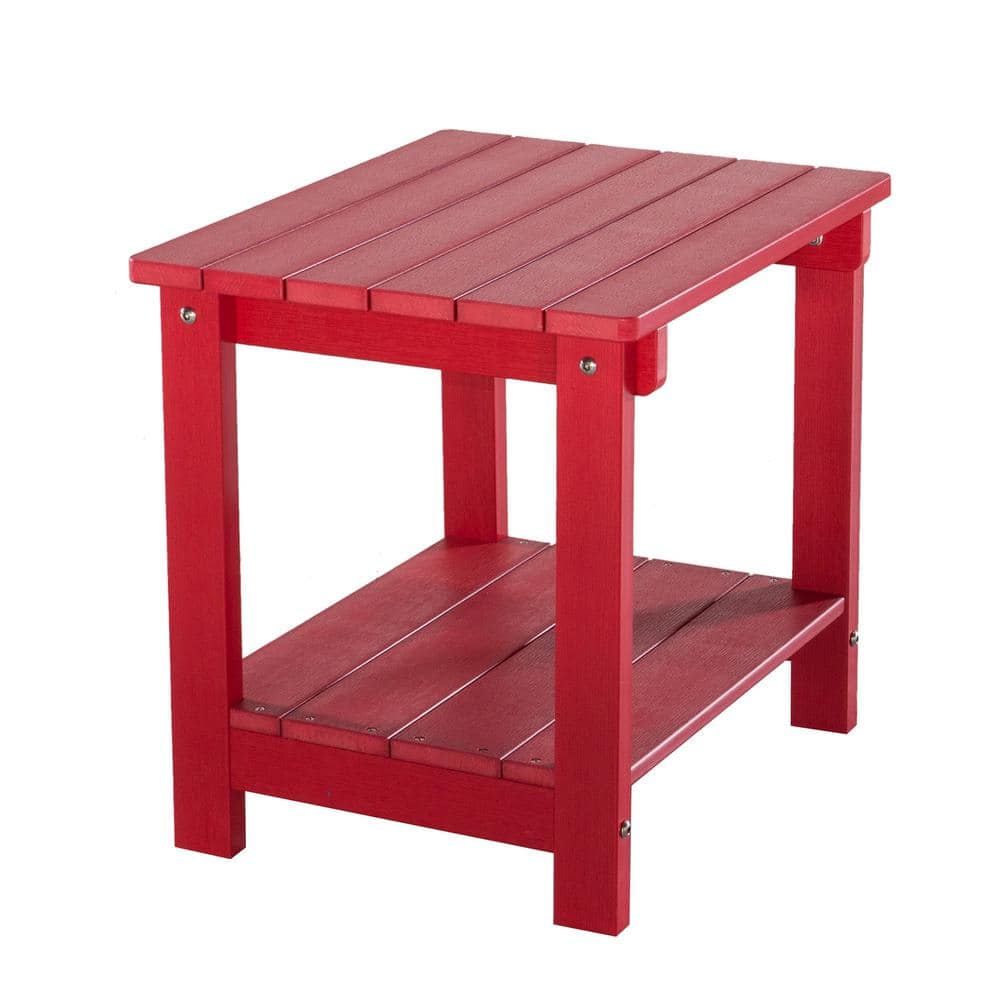 Rectangular Plastic Red 15.75 in. Outdoor Dining Table