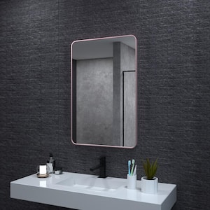 24 in. W x 36 in. H Rectangular Framed Wall Bathroom Vanity Mirror in Rose Gold
