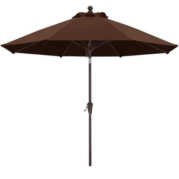 9 ft. Steel Market Push Tilt Outdoor Patio Umbrella, with 5-Year-Non-Fading Olefin Fabric in Coffee