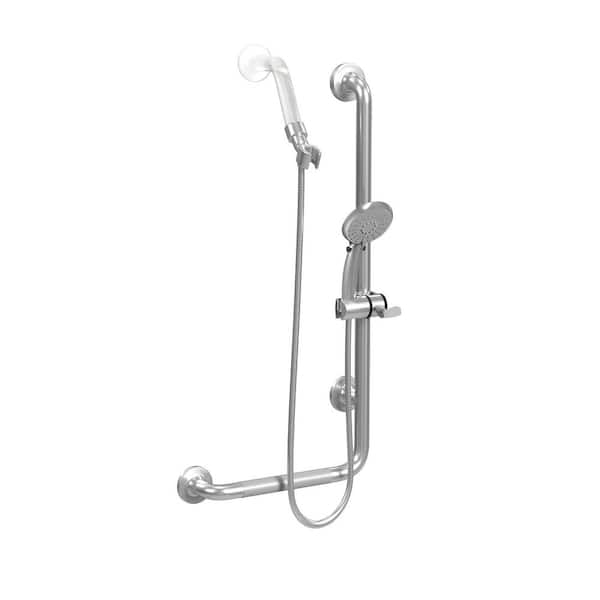 ErgoSlideBar Right 5-Spray Wall Bar Shower Kit In Brushed Stainless Steel