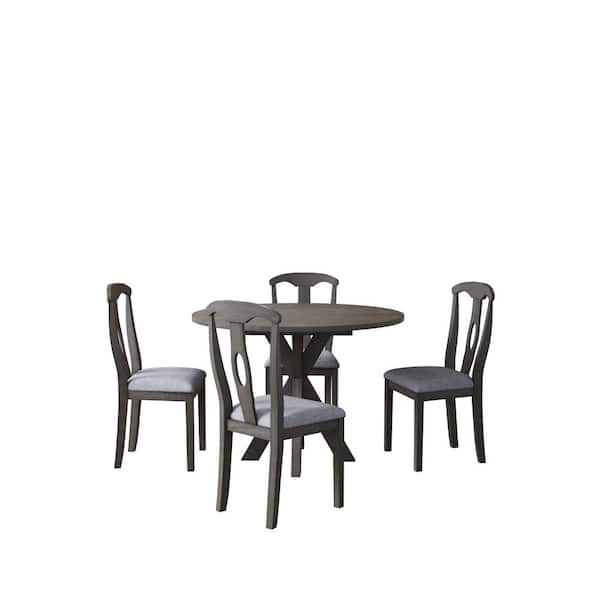 wetiny 5-Piece Wood Round Dining Table Set with Drop Leaf