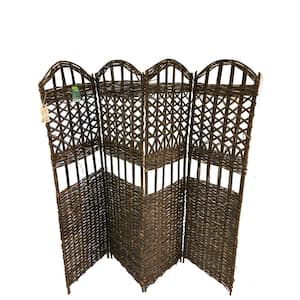6 ft. Brown Willow 4-Panel Room Divider