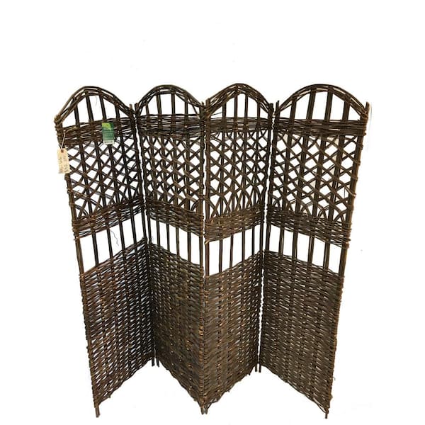 6 ft. Brown Willow 4-Panel Room Divider