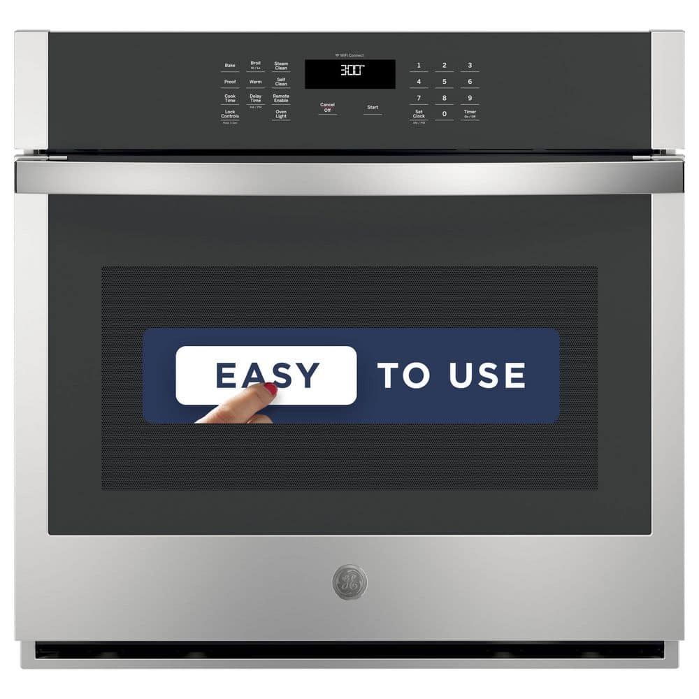 GE 30 in. Smart Single Electric Wall Oven Self-Cleaning in Stainless Steel, Silver