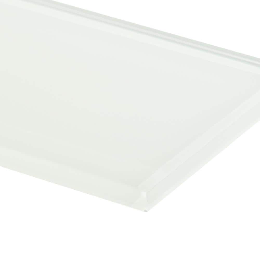 Lucid White Polished Glass Subway Tile 4x12