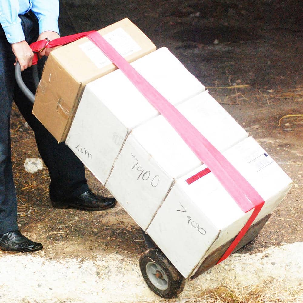 Ultimate Red Polyester 15' Hand Truck Cinch Strap with D-Ring Grip