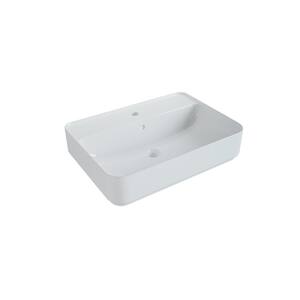 23.6 in. x 17 in.Ceramic Rectangular Vessel Bathroom Sink in White