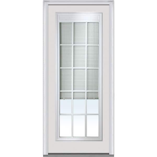 MMI Door 34 in. x 80 in. RLB with GBG Left Hand Full Lite Classic Primed Fiberglass Smooth Prehung Front Door