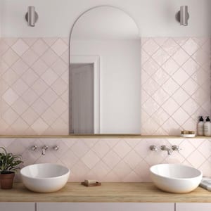 Pink 5.2 in. x 5.2 in. Polished Ceramic Subway Tile (50 Cases/538 sq. ft./Pallet)