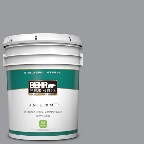 BEHR PREMIUM PLUS 5 gal. #N500-4 Pencil Sketch Semi-Gloss Enamel Low Odor Interior Paint & Primer