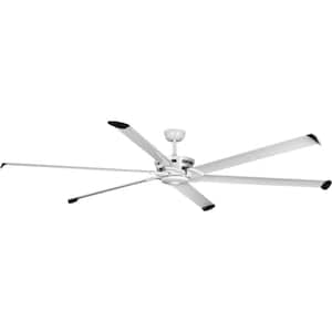 Huff 96 in. Indoor/Outdoor Satin White Urban Industrial Ceiling Fan with Remote Included for Great Room