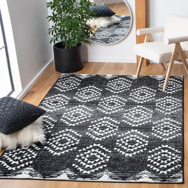 Skyler 5 ft. x 8 ft. Black/Ivory Striped Geometric Area Rug