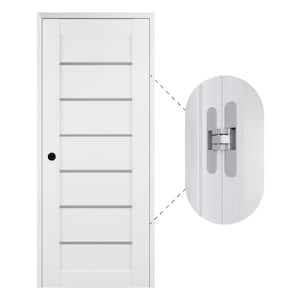 Alba 32" x 80" Right-Hand 6-Lite Frosted Glass Bianco Noble Wood Single Prehung Interior Door with Concealed Hinges