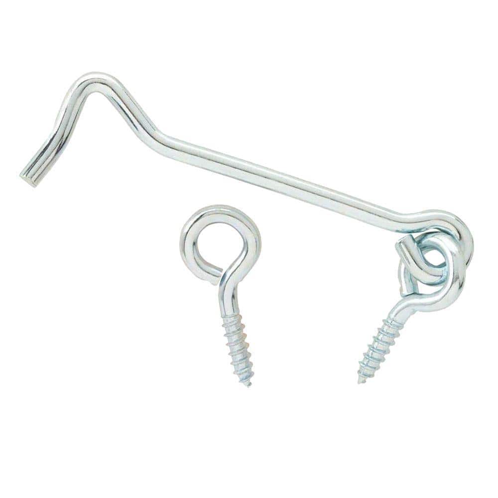 Wideskall Zinc Plated Wire Gate Hook and Eye Latch with Spring Lock Pack of  4
