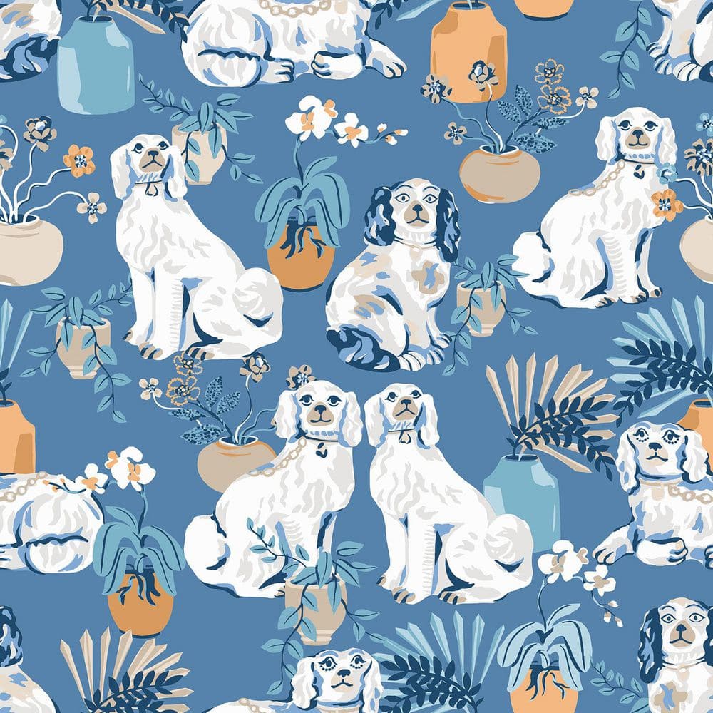 PRINTFRESH Blue Cerulean Good Dog Peel and Stick Wallpaper Sample  PFS4810SAM - The Home Depot