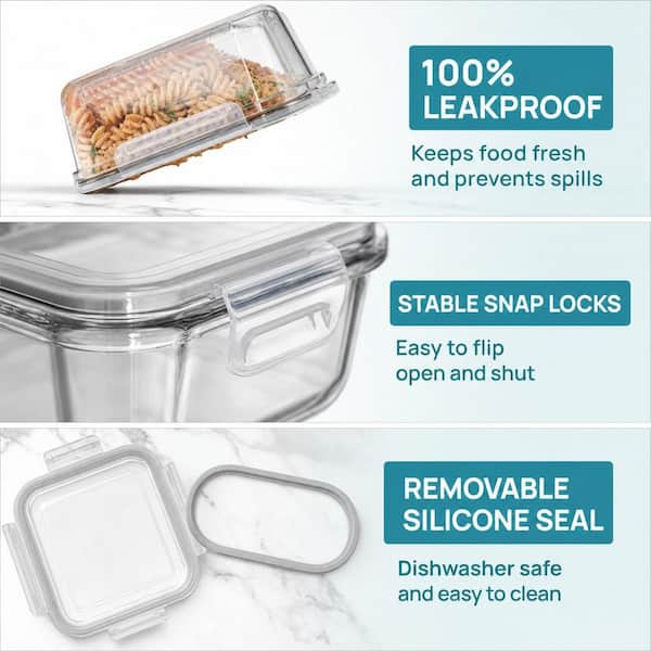 Numhew 2 Pack 63 oz. Large Glass Storage Containers with Lids