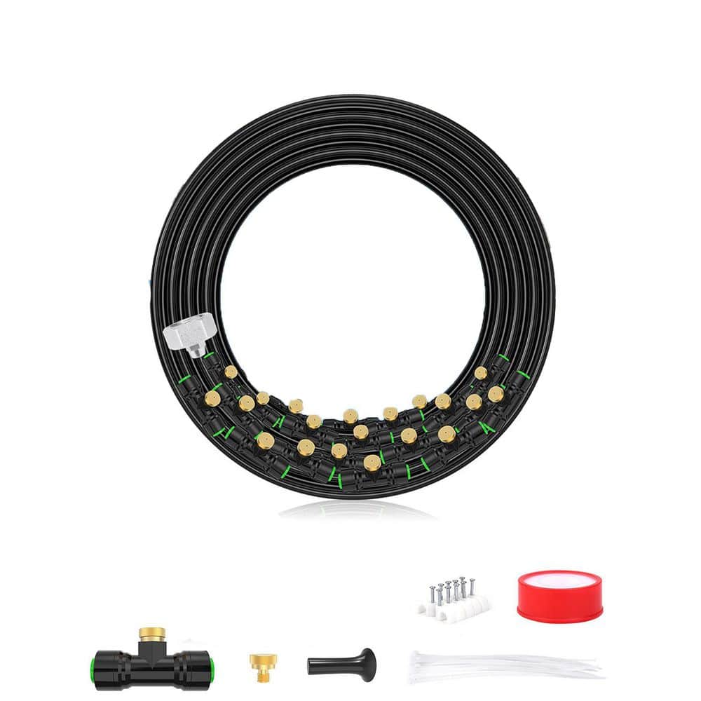 Outdoor Patio Misting Cooling System 63FT with 21 Brass Mist Nozzles and Adapter Detachable for Garden Deck Canopy Fan price history on PriceWatchPro