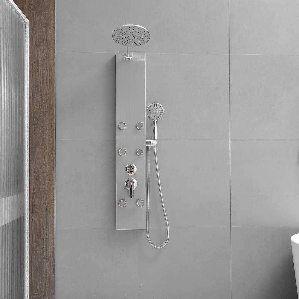 Nickel Chrome 60.55'' Shower Panel with Adjustable Shower Head