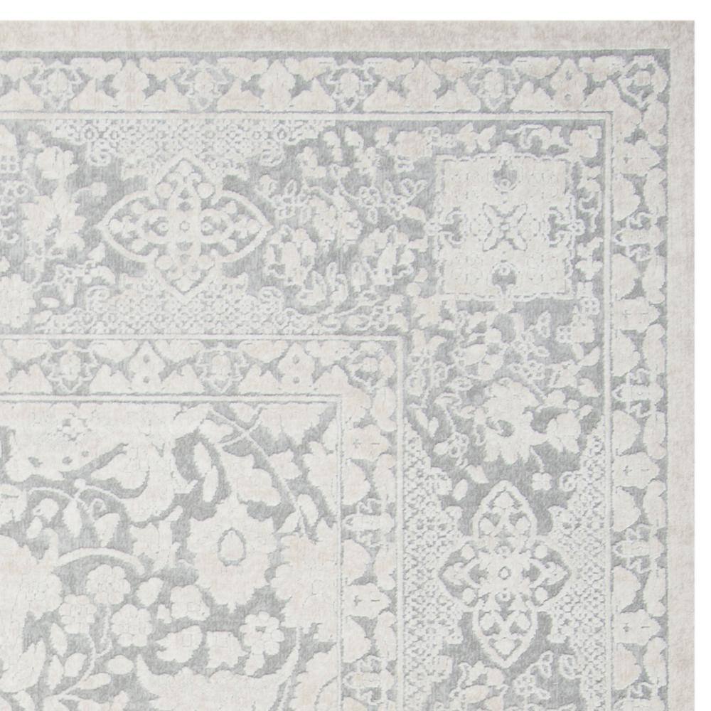 Elegant Floral Essence Light Grey/Cream Synthetic Area Rug - 8' x 10'