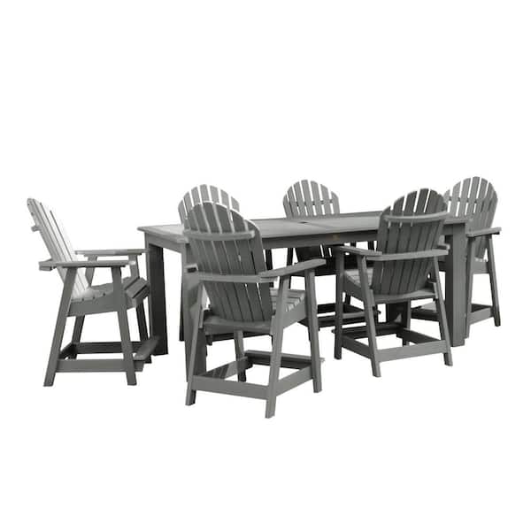 Highwood Hamilton Coastal Teak 7-Piece Recycled Plastic Rectangular Outdoor Balcony Height Dining Set