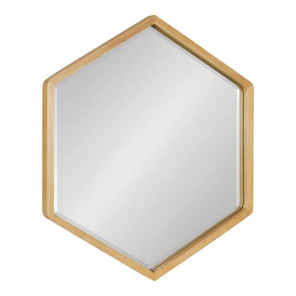 Kate and Laurel McLean 30 in. x 26 in. Classic Hexagon Framed Natural Wall Mirror