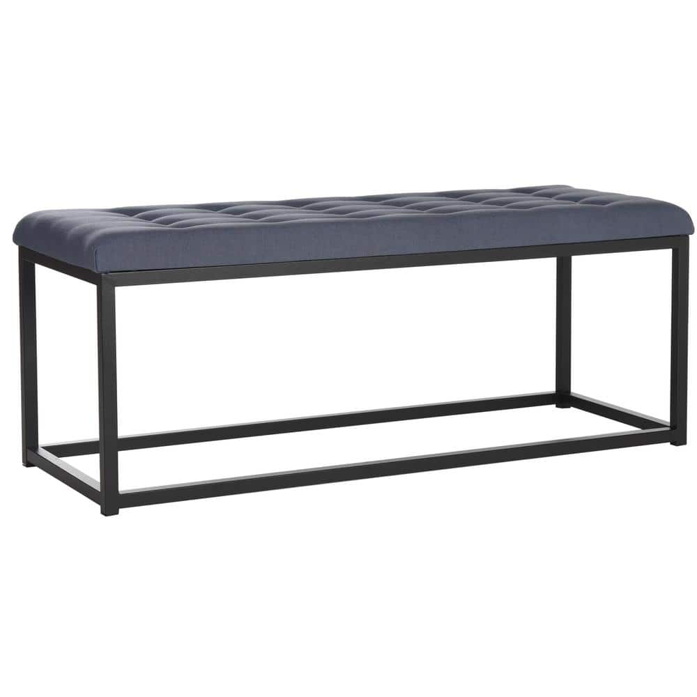 Navy and Black 48" Transitional Tufted Bench